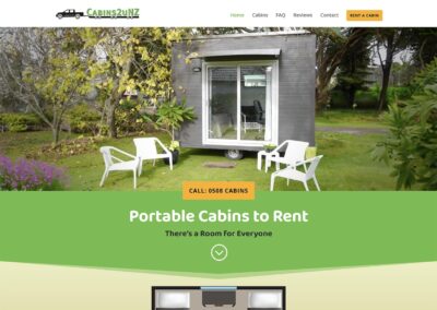 Cabins2uNZ Website Homepage